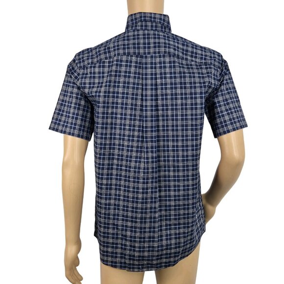 Roundtree Yorke Gold Label Shirt Mens Size S Blue Plaid Short Sleeve Non Iron 57 - Picture 3 of 9